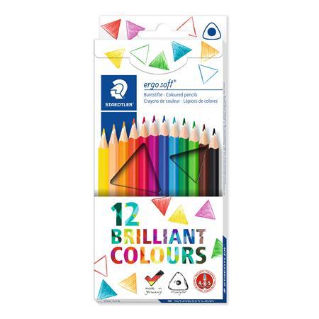 Farebné ceruzky, trojhranný tvar, STAEDTLER "Ergo Soft", 12 rôznych farieb
