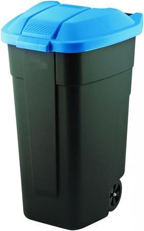 Odpadkový kôš, s kolieskami, plastový, 110 l, CURVER, modrá/čierna