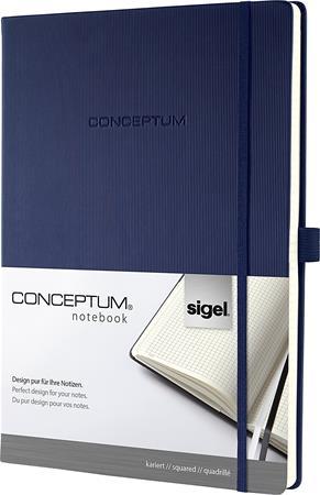 Zápisník, exkluzívny, A4, štvorčekový, 97 strán, tvrdá obálka, SIGEL "Conceptum", modrá
