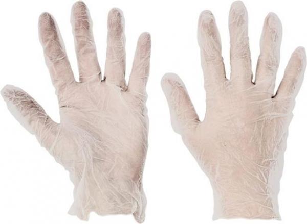. Ochranné rukavice, jednorazové, vinyl, veľkosť: XL/10, nepudrované "Rail"