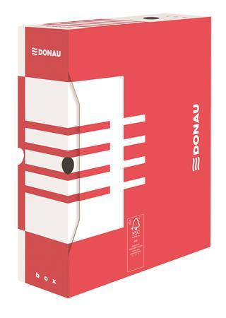 Archivačná krabica, A4, 100 mm, kartón, DONAU, červená