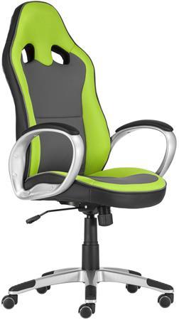 . Manažérska stolička, čalúnenie - mesh a koženka, plastový podstavec, "OREGON", sivá-zelená