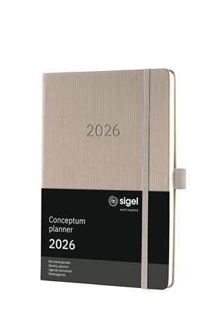 Diár, A5, týždenný, 2026, tvrdá obálka, SIGEL "Conceptum", taupe 2