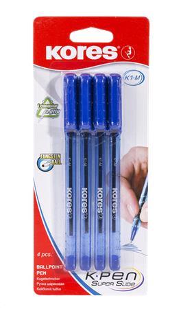 Guľôčkové pero, s vrchnákom, trojhranný tvar, KORES, modré