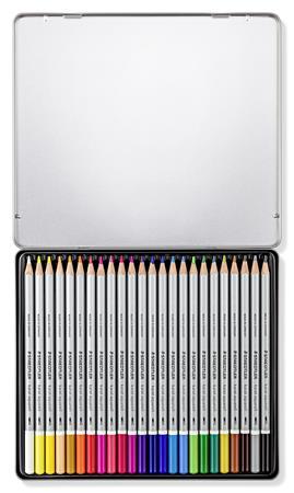 Akvarelové ceruzky, plechová krabička STAEDTLER "Karat", 24 rôznych farieb
