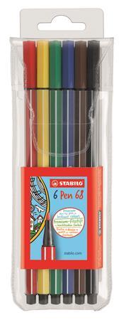 Fixky, sada, 1 mm, STABILO "Pen 68", 6 rôznych farieb
