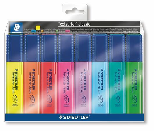 Zvýrazňovač, sada, 1-5 mm, STAEDTLER "Textsurfer Classic", 8 rôznych farieb