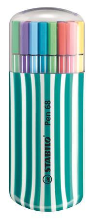 Fixky, sada, 1 mm, tyrkysové puzdro, STABILO "Pen 68 Zebrui", 20 rôznych farieb