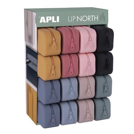 Peračník, displej, so zips, silikónový, APLI "Up North", mix farieb