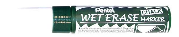 Kriedový popisovač, 10 mm, zrezaný hrot, PENTEL "SMW56", biela