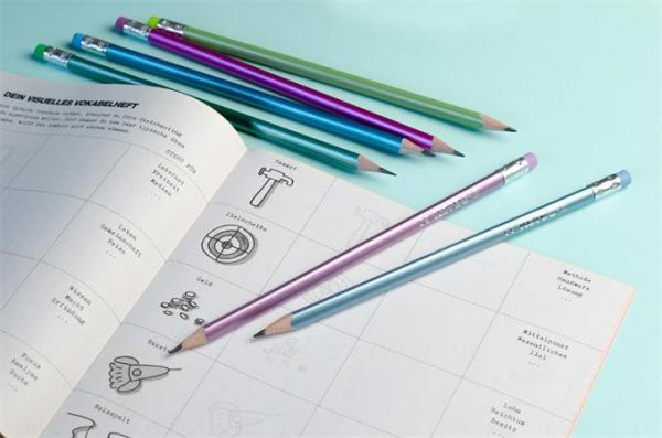 Grafitová ceruzka s gumou, HB, trojhranná, KORES "GRAFIT Style", rôzne kovové farby