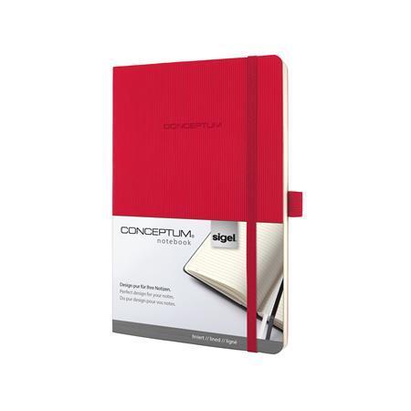 Zápisník, exkluzívny, A5, linajkový, 97 listov, mäkká obálka, SIGEL "Conceptum", červená