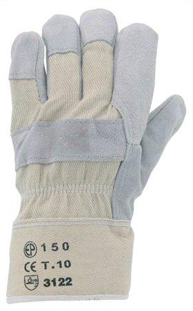 . Pracovné rukavice, hovädzia štiepenková useň, veľkosť: 10, sivá/béžová