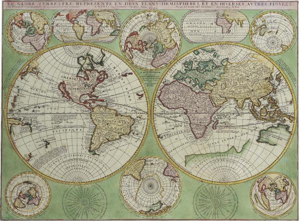 Podložka na stôl, obojstranná, STIEFEL  "Antická mapa sveta"