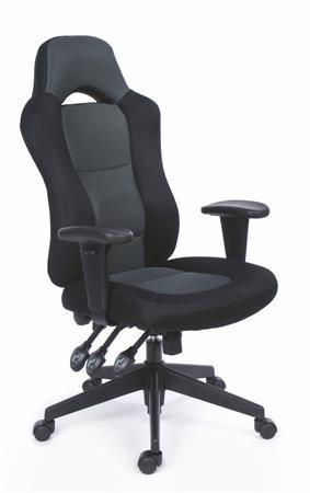 Manažérska stolička, čierne/sivé čalúnenie, čierny podstavec, MAYAH "Super Racer"