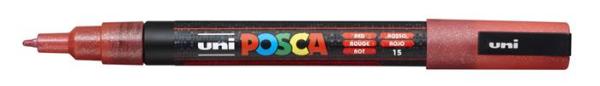 Dekoračný popisovač, 0,9-1,3 mm, UNI"Posca PC-3ML", lesklá červená