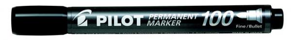 Permanentný popisovač, 1 mm, kužeľový, PILOT "Permanent Marker 100", čierny