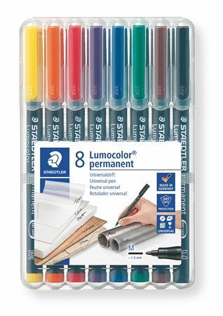Permanentný popisovač, sada, OHP, 1 mm, STAEDTLER "Lumocolor 317 M", 8 rôznych farieb