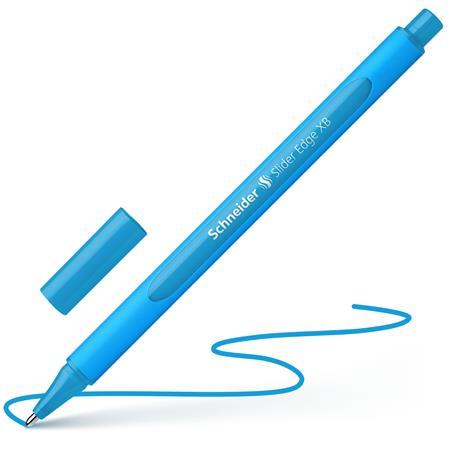 Guľôčkové pero, 0,7 mm, s vrchnákom, SCHNEIDER "Slider Edge XB", svetlomodré