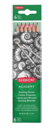 Grafitová ceruzka, sada, šesťhranná, DERWENT "Academy", 6 rôznych tuhostí