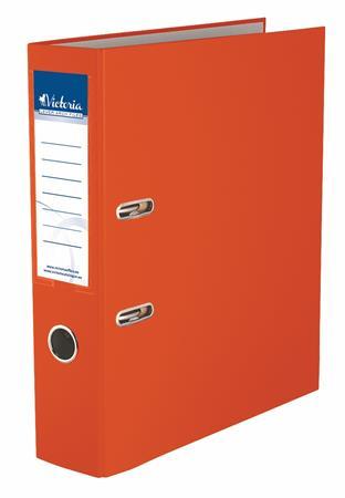 Pákový šanón 75 mm, A4, PP/kartón, VICTORIA  "Basic",, oranžová