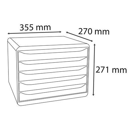 Box na dokumenty, plast, 5 zásuviek, EXACOMPTA "BIigBox Glossy", čierny-biely 3