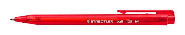 Guľôčkové pero, 0,5 mm, stláčací mechanizmus, STAEDTLER "Ball 423 M", červené