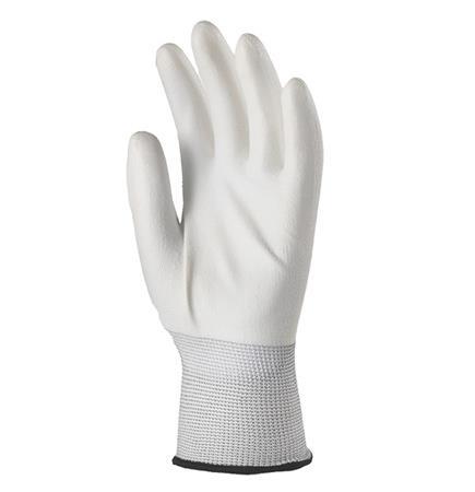 . Montážne rukavice, biele, na dlani namočené do polyuretánu, veľkosť: 10