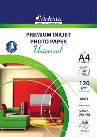 Fotopapier, pre atramentovú tlač, A4, 120 g, matný, VICTORIA "Universal"