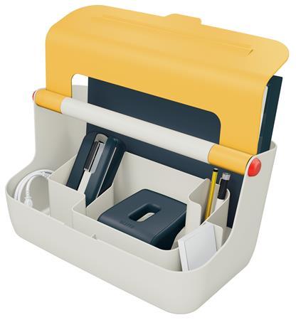 Úložná škatuľa, mobilná, s držiakom, LEITZ "Cosy", teplá žltá