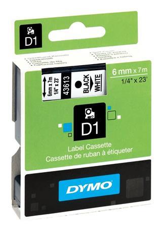 Páska do štítkovača, 6 mm x 7 m, DYMO "D1", biela-čierna