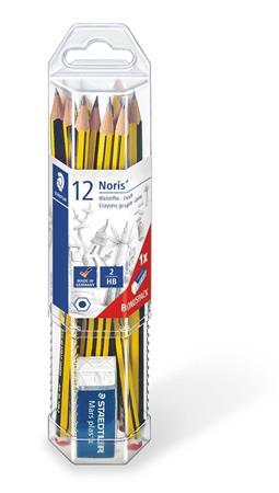 Grafitová ceruzka, sada, darček: guma, HB, šesťhranná, STAEDTLER "Noris"