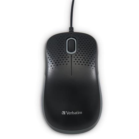 Myš, drôtová, optická, normálna veľkosť, USB, VERBATIM "Silent", čierna