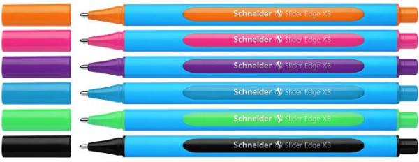 Guľôčkové pero, sada, 0,7 mm, s vrchnákom, SCHNEIDER "Slider Edge XB", mix farieb