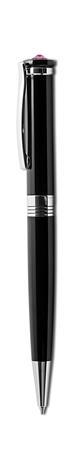 Guľôčkové pero, čierna, "Rimini", s ružovým krištáľom SWAROVSKI®, 14 cm, ART CRYSTELLA®