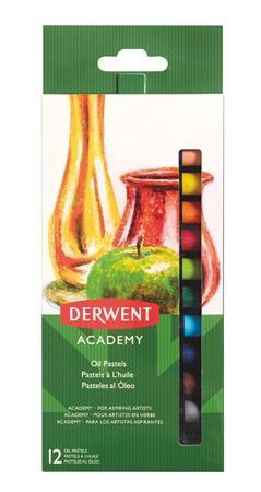 Olejové kriedy, DERWENT "Academy", 12 rôznych farieb