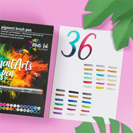 Sada štetcových popisovačov, STAEDTLER "Pigment brush 371", 36 rôznych farieb 8