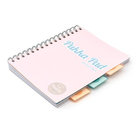 Špirálový zošit, A5, linkovaný, 100 listov, PUKKA PAD "Pastel project book", mix farieb 6