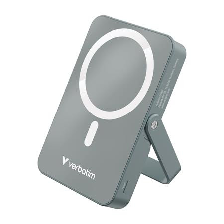 Power banka, externá batéria, magnetická (bezdrôtová), 10 000 mAh, stojanček, VERBATIM "Ch 2