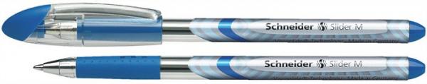 Guľôčkové pero, 0,5 mm, s vrchnákom, SCHNEIDER "Slider M", modré