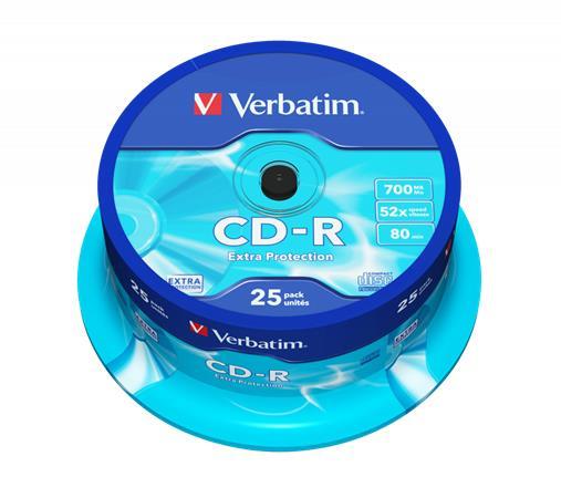 CD-R disk, 700 MB, 52x, 25 ks, cake box, VERBATIM "DataLife"