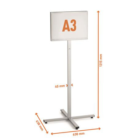 Podlahový stojan, vonkajší, A3, DURABLE „INFO STAND“, antracitovo sivý 3