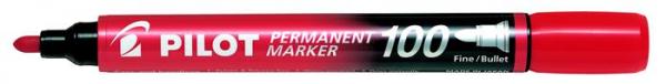 Permanentný popisovač, 1 mm, kužeľový, PILOT "Permanent Marker 100", červený