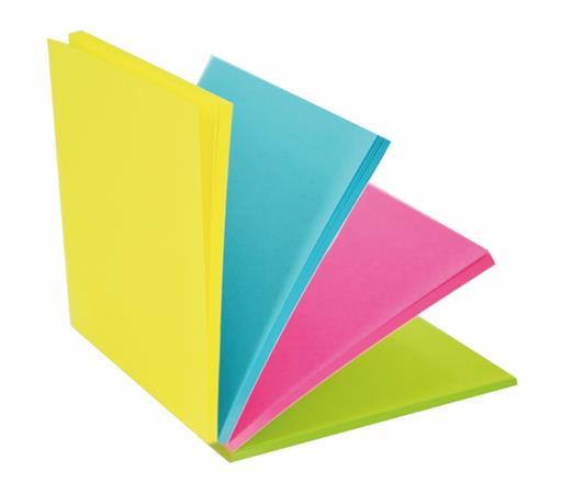 Samolepiaci poznámkový blok, 76x76 mm, 100 listov, STICK N "Magic Pad", neónové farby